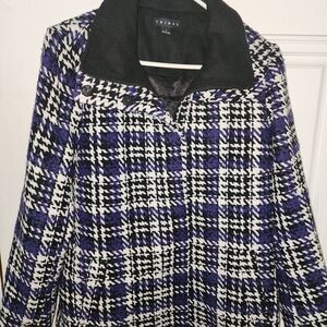Tribal Women's Black and Purple Plaid Coat